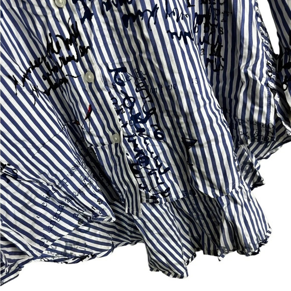 Chico’s • Blue & White Stripe Martini Button Up Conversational Shirt - Picture 5 of 8
